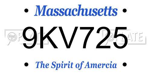 9KV725 Massachusetts License Plate