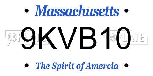 9KVB10 Massachusetts License Plate