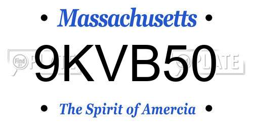 9KVB50 Massachusetts License Plate