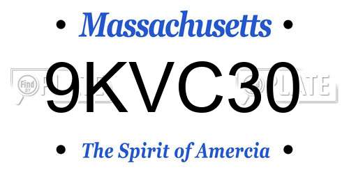 9KVC30 Massachusetts License Plate