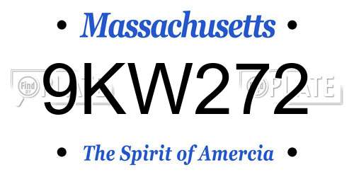 9KW272 Massachusetts License Plate
