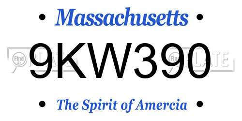 9KW390 Massachusetts License Plate