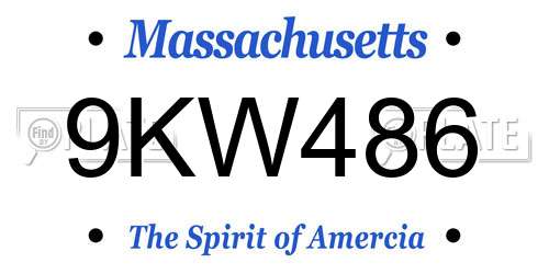 9KW486 Massachusetts License Plate