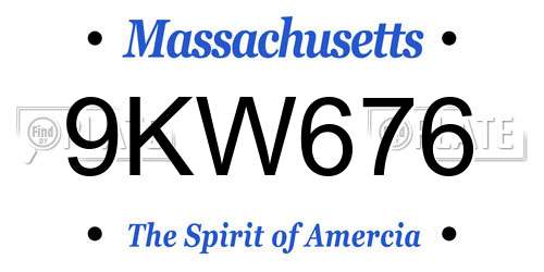 9KW676 Massachusetts License Plate