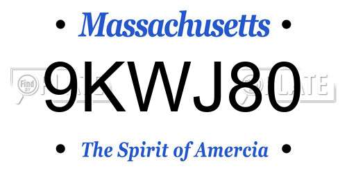 9KWJ80 Massachusetts License Plate