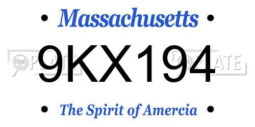 9KX194 Massachusetts License Plate