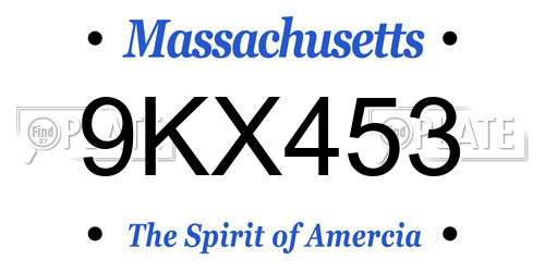 9KX453 Massachusetts License Plate