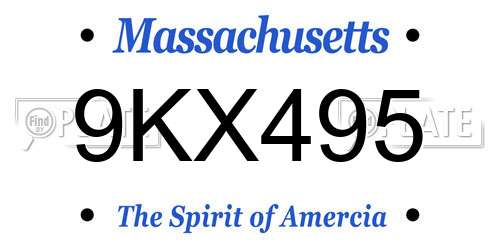 9KX495 Massachusetts License Plate