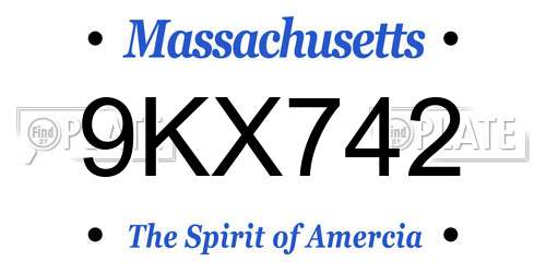 9KX742 Massachusetts License Plate