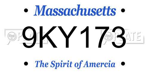 9KY173 Massachusetts License Plate
