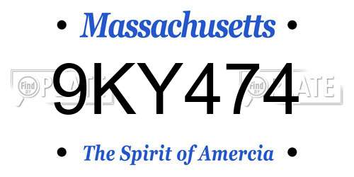 9KY474 Massachusetts License Plate