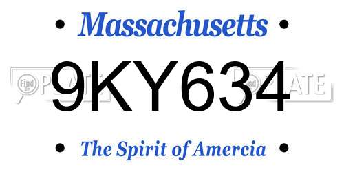 9KY634 Massachusetts License Plate