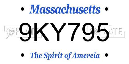 9KY795 Massachusetts License Plate