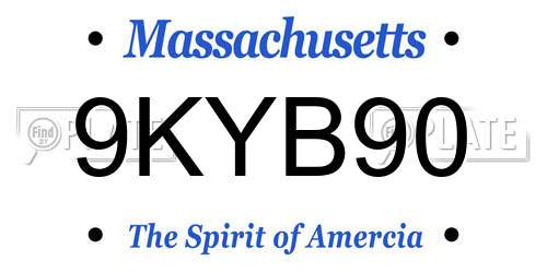 9KYB90 Massachusetts License Plate