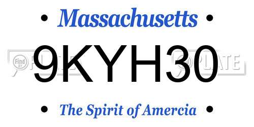 9KYH30 Massachusetts License Plate