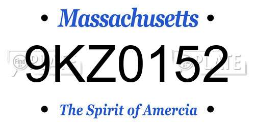 9KZ0152 Massachusetts License Plate