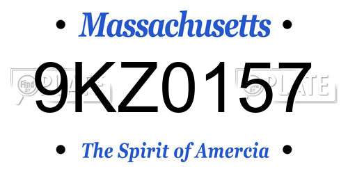 9KZ0157 Massachusetts License Plate