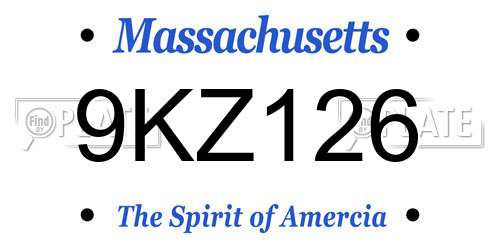 9KZ126 Massachusetts License Plate