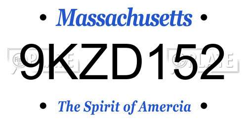 9KZD152 Massachusetts License Plate