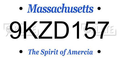 9KZD157 Massachusetts License Plate