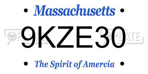 9KZE30 Massachusetts License Plate