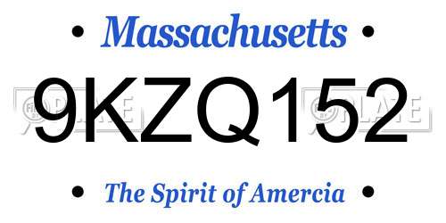 9KZQ152 Massachusetts License Plate