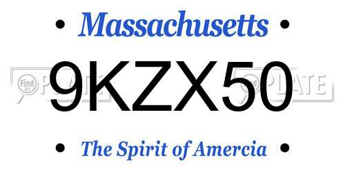 9KZX50 Massachusetts License Plate