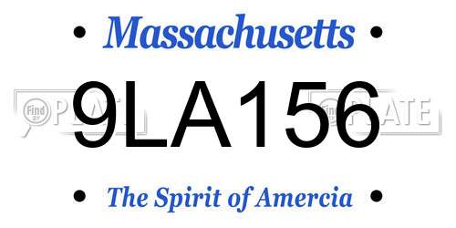 9LA156 Massachusetts License Plate