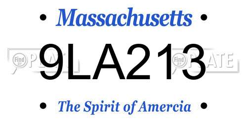 9LA213 Massachusetts License Plate