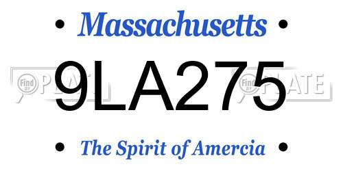 9LA275 Massachusetts License Plate