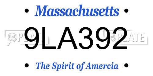 9LA392 Massachusetts License Plate