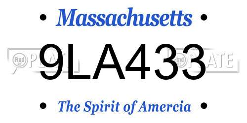 9LA433 Massachusetts License Plate
