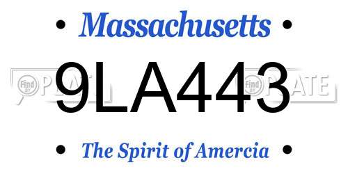 9LA443 Massachusetts License Plate