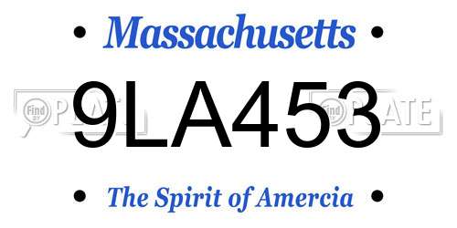 9LA453 Massachusetts License Plate