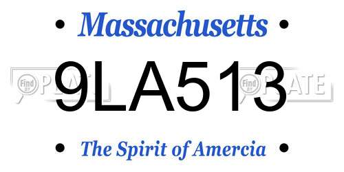 9LA513 Massachusetts License Plate