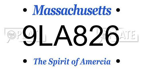 9LA826 Massachusetts License Plate