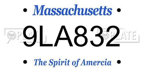 9LA832 Massachusetts License Plate