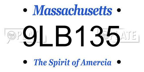 9LB135 Massachusetts License Plate