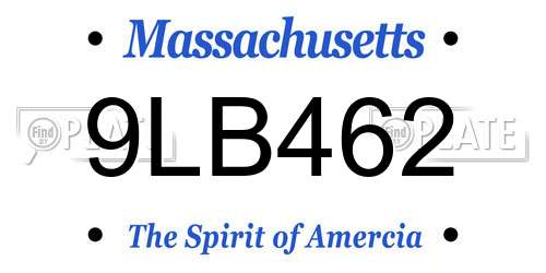 9LB462 Massachusetts License Plate