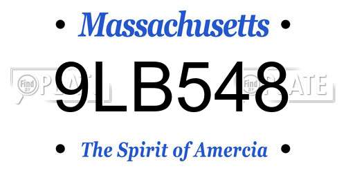 9LB548 Massachusetts License Plate