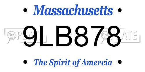 9LB878 Massachusetts License Plate