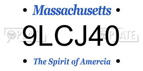 9LCJ40 Massachusetts License Plate