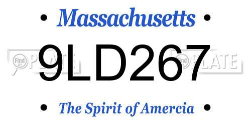 9LD267 Massachusetts License Plate
