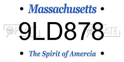 9LD878 Massachusetts License Plate