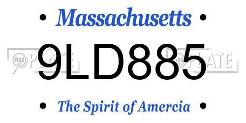 9LD885 Massachusetts License Plate