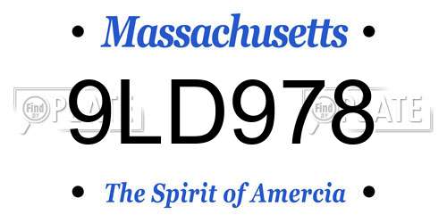 9LD978 Massachusetts License Plate