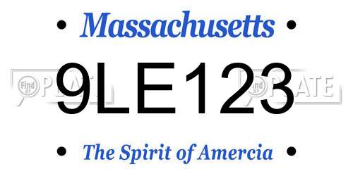 9LE123 Massachusetts License Plate