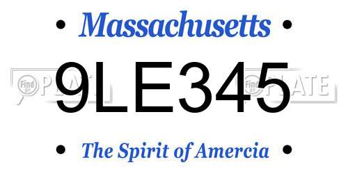 9LE345 Massachusetts License Plate