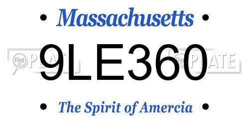 9LE360 Massachusetts License Plate