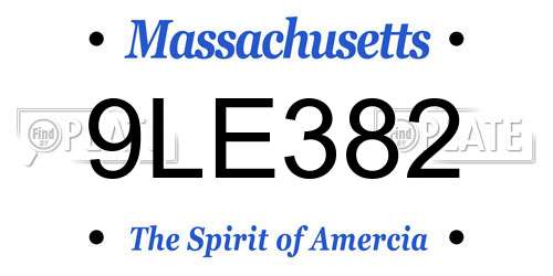 9LE382 Massachusetts License Plate